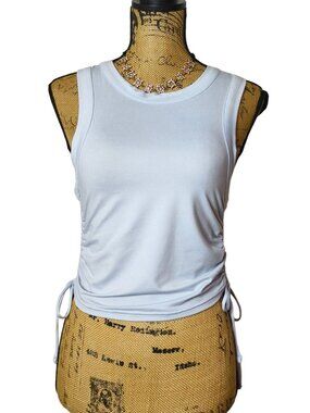 Champion Womens S Crop Side Tie Tank Top White Racerback Ruched Sporty Athleisur